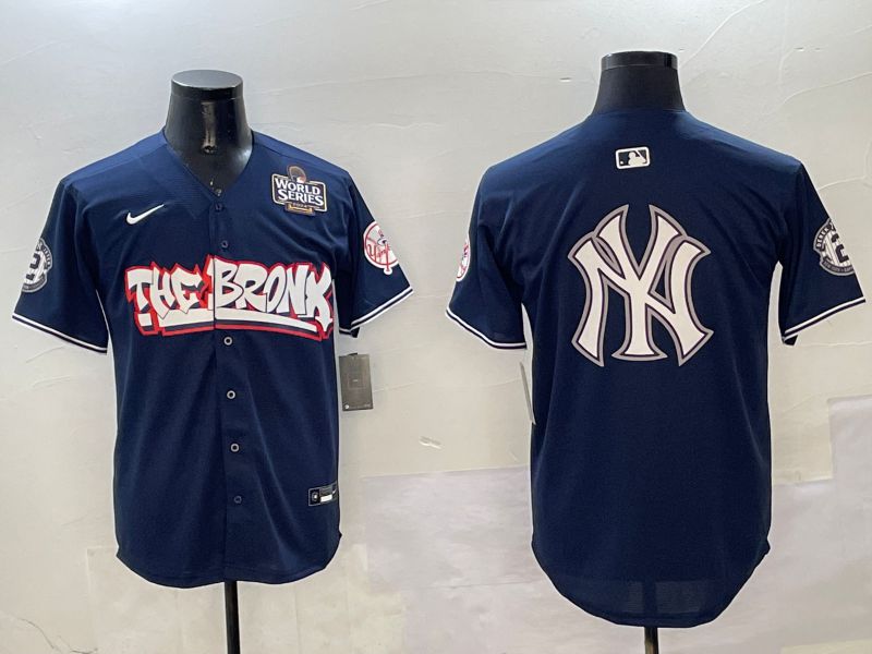 Men New York Yankees Blank Drak Blue four generations Joint Name 2025 Nike MLB Jersey style 23